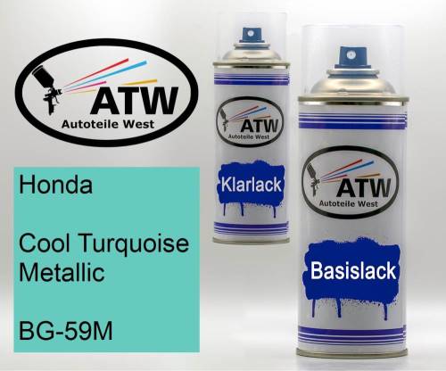 Honda, Cool Turquoise Metallic, BG-59M: 400ml Sprühdose + 400ml Klarlack - Set, von ATW Autoteile West.
